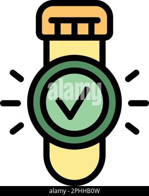 Done test tube icon. Outline Done test tube vector icon for web design isolated on white background color flat Stock Vector