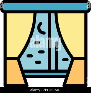 Night window icon. Outline Night window vector icon for web design isolated on white background color flat Stock Vector
