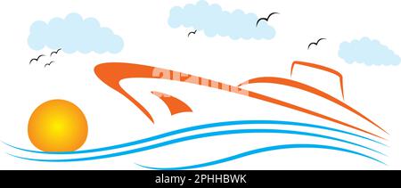 Speed boat with Sea in the morning Stock Vector