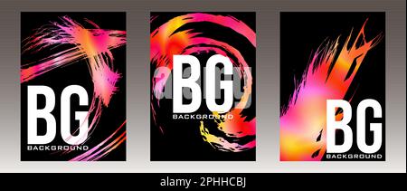 Set of abstract vertical posters with versicolor splashes. Vector graphic covers Stock Vector