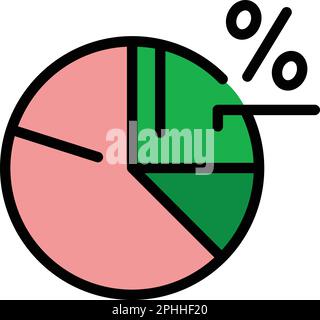 Social media marketing pie chart icon. Outline Social media marketing pie chart vector icon for web design isolated on white background color flat Stock Vector