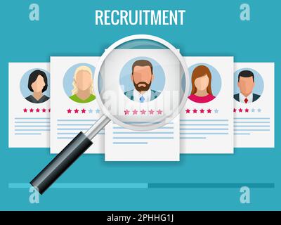 Hiring and recruitment concept for web page, banner, presentation. Job interview, recruitment agency vector illustration. Stock Vector