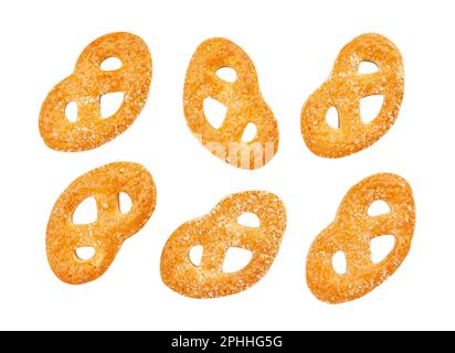 pretzel cookies path isolated on white Stock Photo