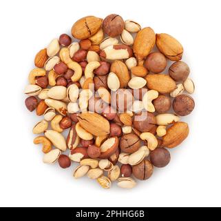 nut mix heap path isolated on white Stock Photo