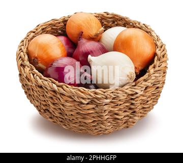 colorful onions path isolated on white Stock Photo