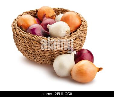 colorful onions path isolated on white Stock Photo
