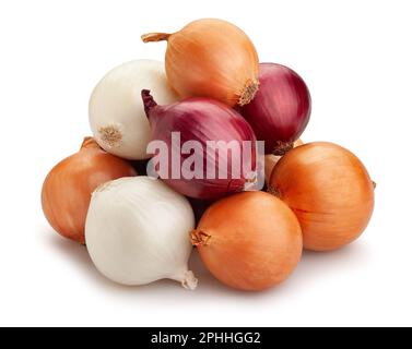 colorful onions path isolated on white Stock Photo