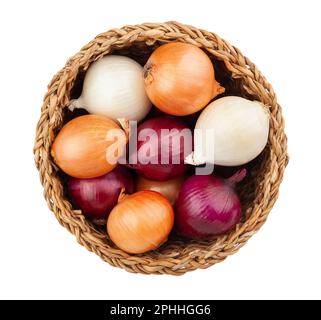 colorful onions path isolated on white Stock Photo