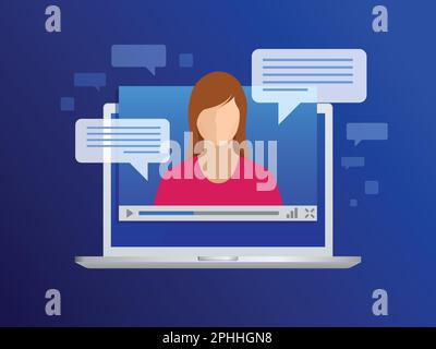 Isometric Video streaming. View video lessons, training or training on a laptop. Learning languages. Stock Vector