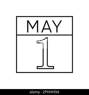 Calendar 1st of May flat icon on white background. Vector Illustration. International Workers Day. Stock Vector