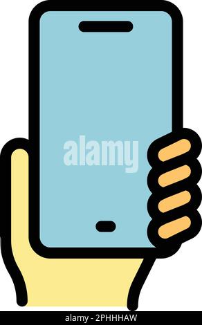 Personal hand phone icon outline vector. Mobile cellphone. Smart device color flat Stock Vector