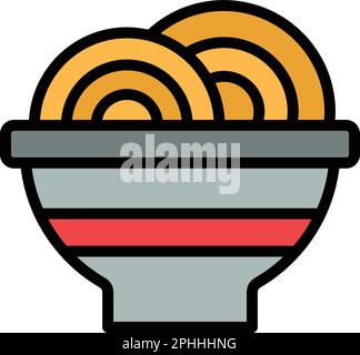 Korean udon icon. Outline Korean udon vector icon for web design isolated on white background color flat Stock Vector