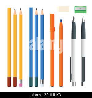 Set Colored Pencils Eraser Sharpener Pencil Stock Vector (Royalty Free)  106030880