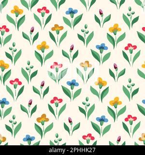 Bright Chintz Romantic Meadow Wildflowers Vector Seamless Pattern Stock Vector