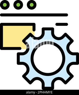 Api gear icon. Outline Api gear vector icon for web design isolated on white background color flat Stock Vector