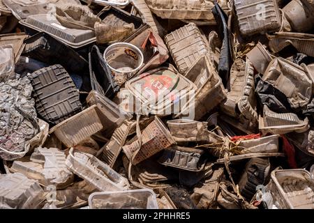 Nairobi, Kenya. 23rd Feb, 2023. Plastic waste seen at the Dandora dumpsite. Dandora is the biggest dumpsite in East Africa and is the destination of the solid waste generated by Nairobi. It has been declared full in 1996 but is still operating and a lot of people, including children, go there looking for plastic, food or clothes they can sell. (Photo by Simone Boccaccio/SOPA Images/Sipa USA) Credit: Sipa USA/Alamy Live News Stock Photo