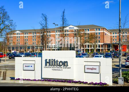 Hilton London Heathrow Airport Terminal 5 Hotel, Poyle Road, Colnbrook, Berkshire, England, United Kingdom Stock Photo