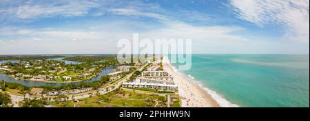 Aerial panorama North Hutchinson Island Vero Beach FL Stock Photo