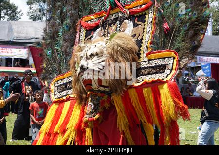 Javanese performing reog dance. Reog is a traditional dance that become the main identity for Ponorogo regency. Stock Photo