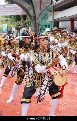 Indonesian perform reog kendang in the ceremony of Tulungagung's anniversary (Bersih Nagari) Stock Photo