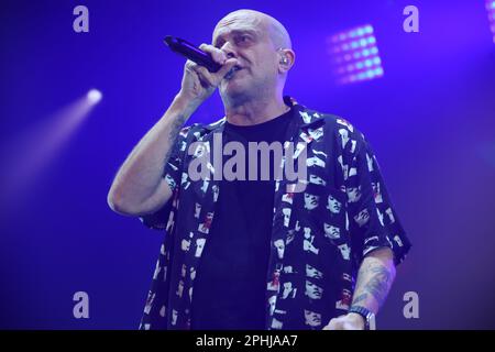 Max Pezzali, former singer of the 883 group, performing live on