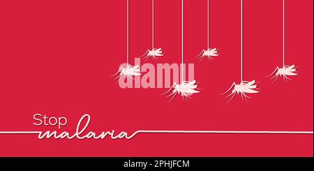 world malaria day horizontal banner in paper art style Stock Vector