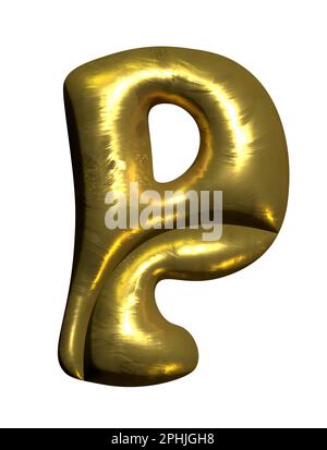 Shiny gold balloon metallic letter P capital, 3D clipart Stock Photo