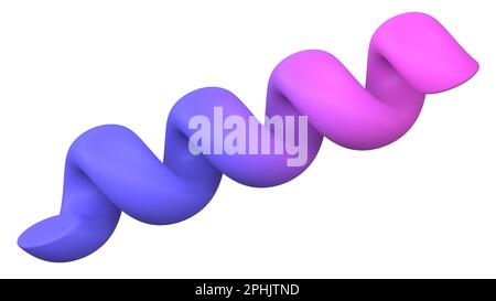 3D spiral spring. Coil wire icon and flexible confetti for party, birthday celebration and events. Abstract curve wavy cable rendered illustration Stock Photo