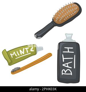 Traveling pack, toothbrush and paste with comb Stock Vector