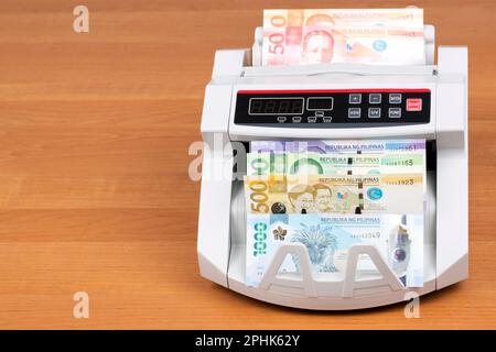 Philippine money - peso  in a counting machine Stock Photo