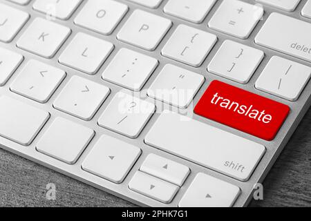 Red button with word TRANSLATE on computer keyboard, closeup view Stock Photo