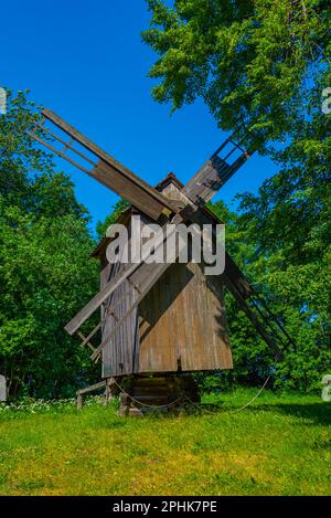Wind mill at the Estonian Open Air Museum in Tallin. Stock Photo