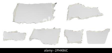 Torn white paper on white background with clipping path Stock Photo