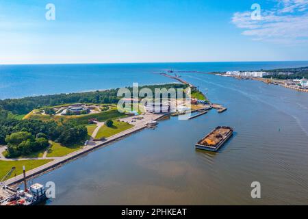 Aerial view of the Lithuanian Sea Museum in Smiltyne. Stock Photo