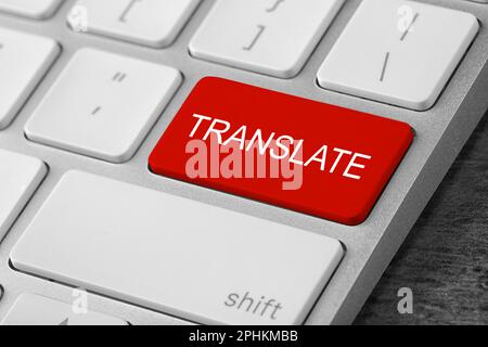 Red button with word TRANSLATE on computer keyboard, closeup view Stock Photo