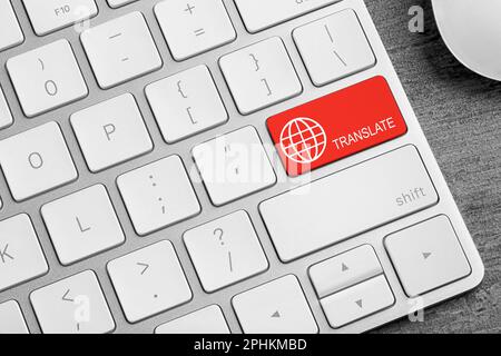 Red button with word TRANSLATE on computer keyboard, closeup view Stock Photo