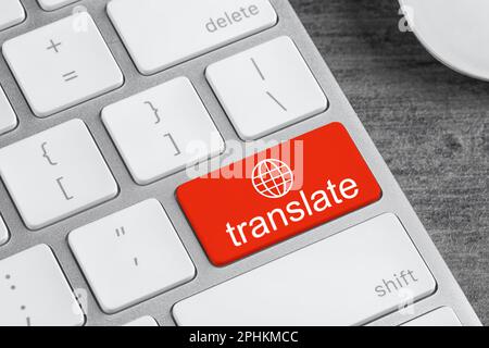 Red button with word TRANSLATE on computer keyboard, closeup view Stock Photo