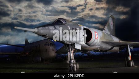 The Dassault Mirage IV was a French supersonic strategic bomber and deep-reconnaissance aircraft. Stock Photo