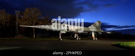 The Dassault Mirage IV was a French supersonic strategic bomber and deep-reconnaissance aircraft. Stock Photo