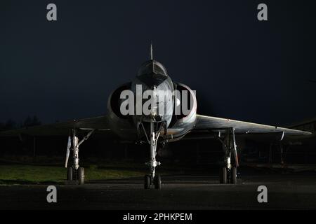 The Dassault Mirage IV was a French supersonic strategic bomber and deep-reconnaissance aircraft. Stock Photo