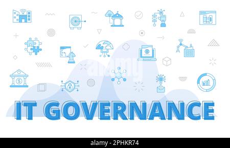 it governance technology concept with big words and people surrounded by related icon with blue color style vector illustration Stock Photo