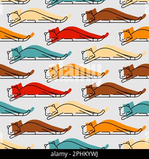 Sleeping cat pattern seamless. pet sleeping background. Vector texture Stock Vector