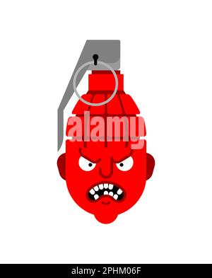 head of military grenade. Hate concept Stock Vector