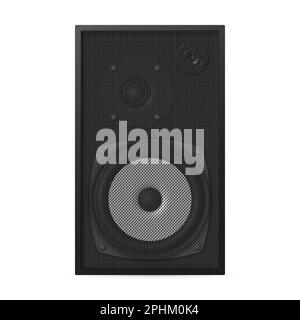 Photorealistic music loudspeaker isolated on white background. Front view, 3D vector illustration. Stock Vector