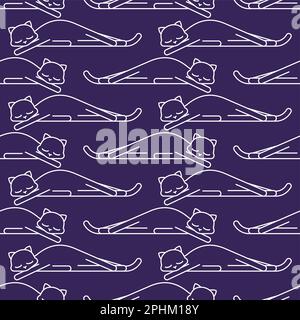 Sleeping cat pattern seamless. pet sleeping background. Vector texture Stock Vector