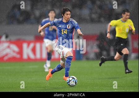 Tokyo, Japan. 24th Mar, 2023. Japan's Junya Ito during the KIRIN Challenge Cup 2023 match between Japan 1-1 Uruguay at National Stadium in Tokyo, Japan, March 24, 2023. Credit: AFLO/Alamy Live News Stock Photo