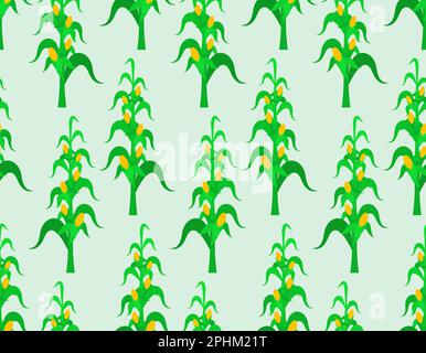 Corn bush pattern seamless. Cornfield background. Baby fabric texture Stock Vector