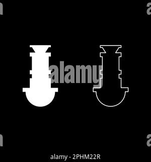 Siphon plumbing fixtures sewer drain under sink sewerage set icon white color vector illustration image simple solid fill outline contour line thin Stock Vector