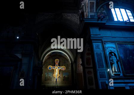 Crucifix by Giotto in Chiesa de San Salvatore in Ognissanti, Florence Stock Photo