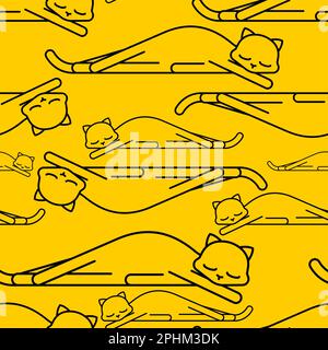 Sleeping cat pattern seamless. pet sleeping background. Vector texture Stock Vector